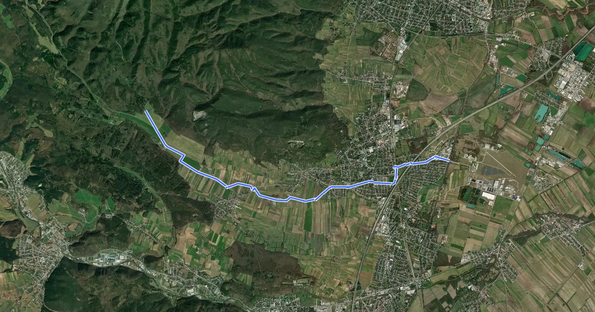 Маршрут Merkenstein Radweg на спутниковом снимке