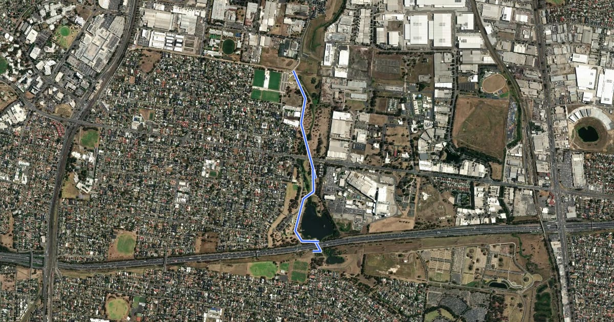 Маршрут Merlynston Creek Trail на спутниковом снимке