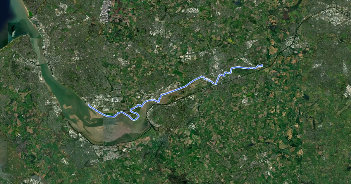 Маршрут Mersey Way на спутниковом снимке