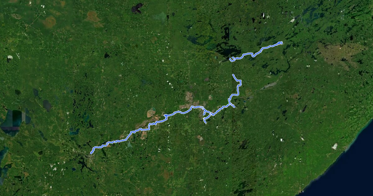 Маршрут Mesabi Trail на спутниковом снимке