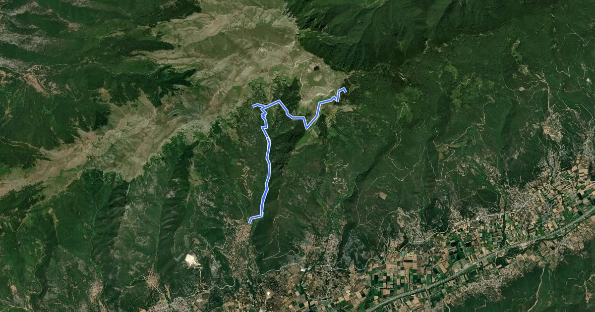 Маршрут Mesoropi Katafygio EOS Trail на спутниковом снимке