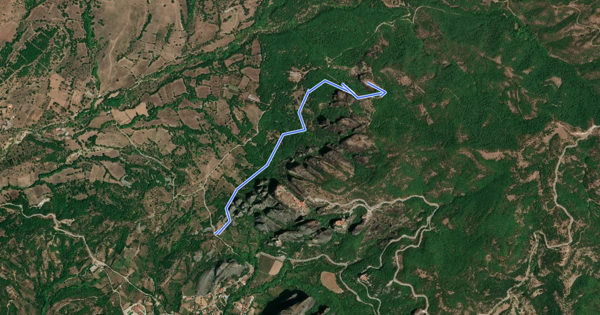 Маршрут Meteora Trail M 01 - Doupiani – Ypapanti на спутниковом снимке