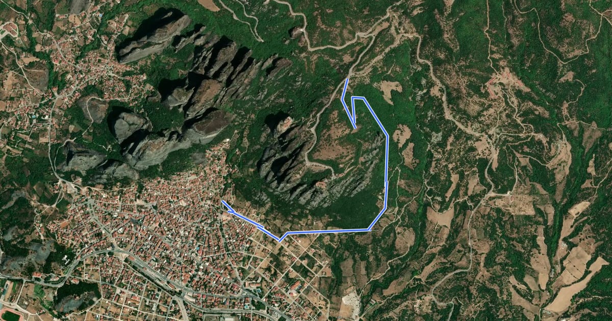 Маршрут Meteora Trail M07 - Holy Trinity - Kalampaka Highschool Trail на спутниковом снимке
