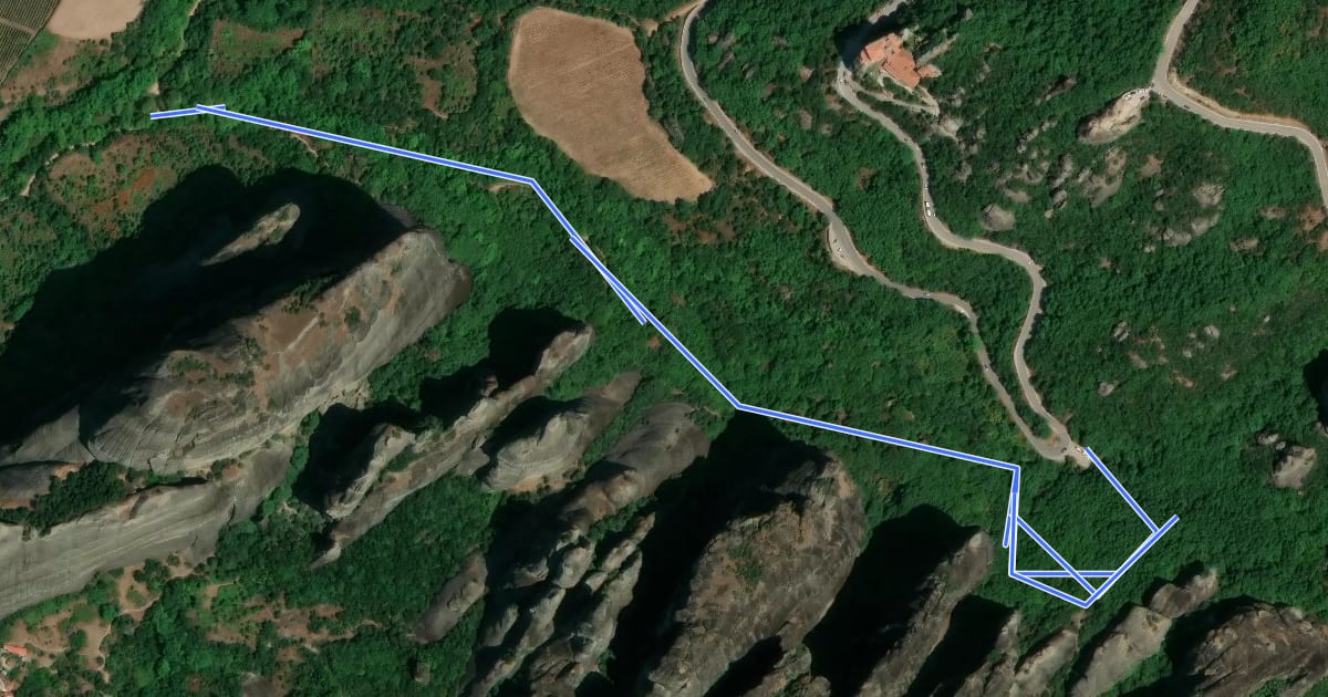 Маршрут Meteora Trail M08 - Kastraki old Aqueduct – Monastery of Roussanou Trail на спутниковом снимке