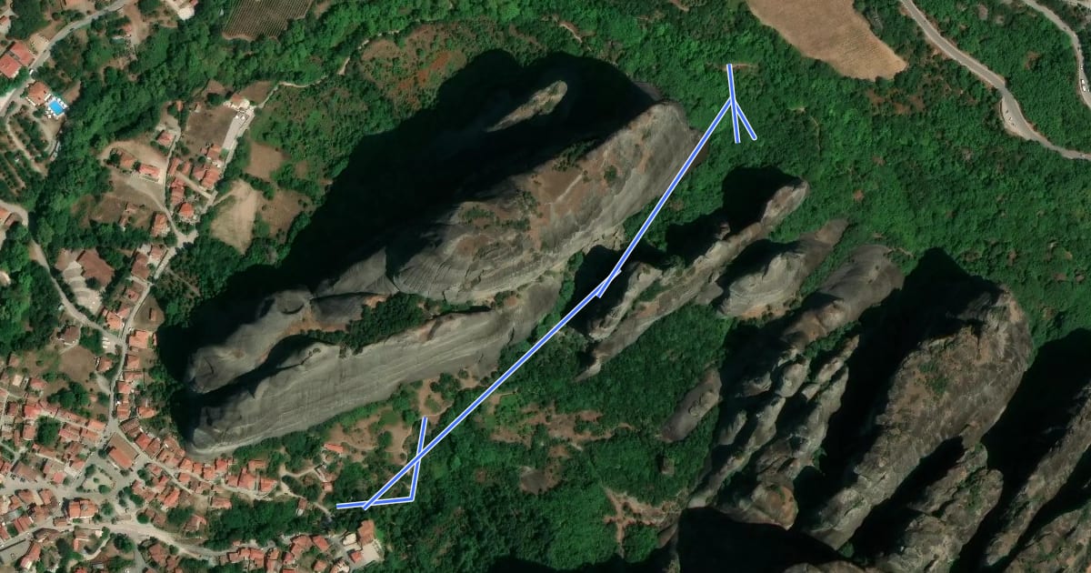 Маршрут Meteora Trail M09 - Fairy Fountain – Kastraki Old Aqueduct Trail на спутниковом снимке
