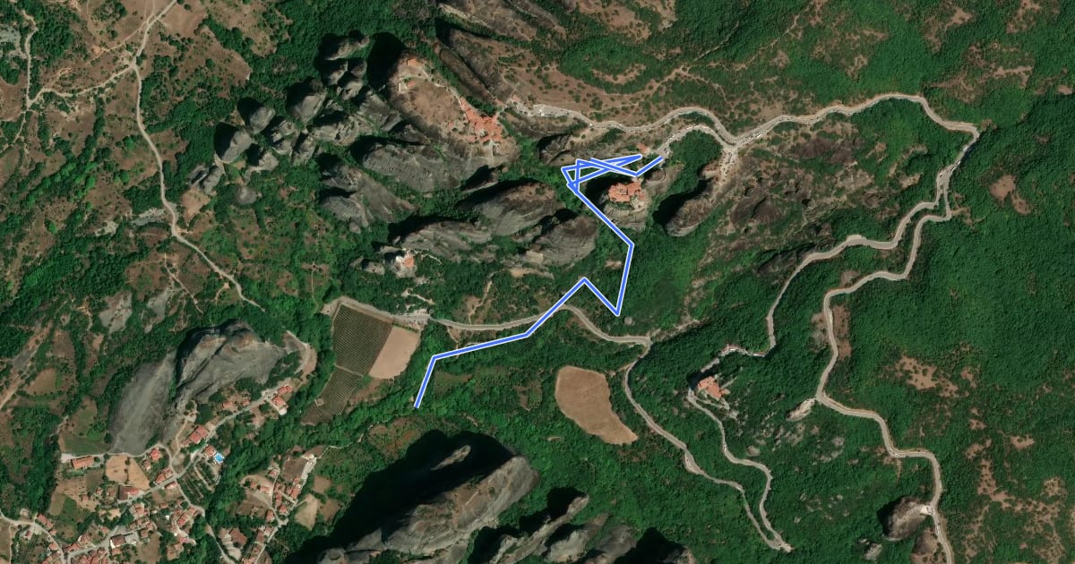 Маршрут Meteora Trail M13 - Varlaam Monastery – Kastraki Old Aqueduct Trail на спутниковом снимке