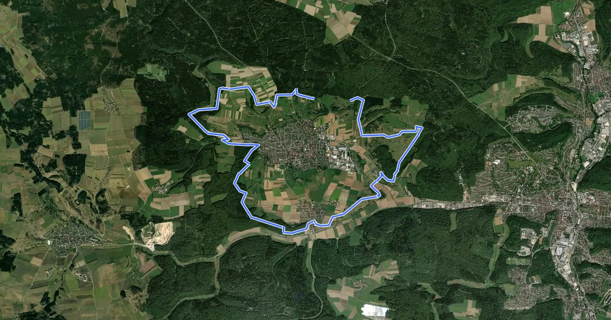 Маршрут Meteorkrater-Rundwanderweg на спутниковом снимке