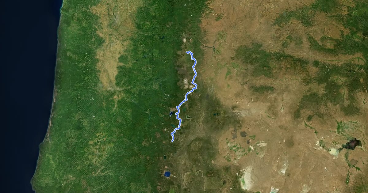 Маршрут Metolius-Windigo National Recreational Trail на спутниковом снимке