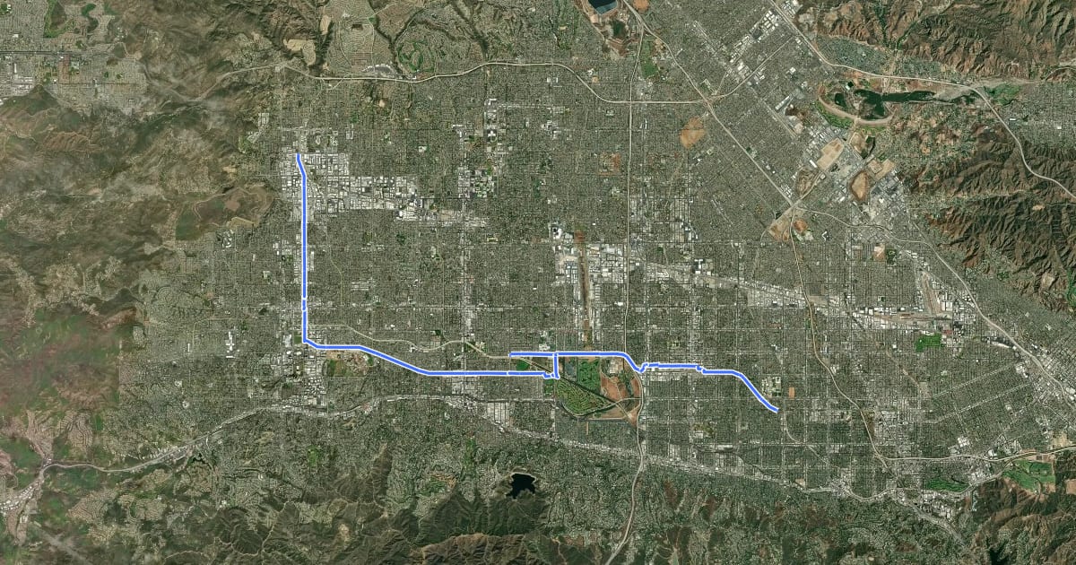 Маршрут Metro G Line Bikeway на спутниковом снимке