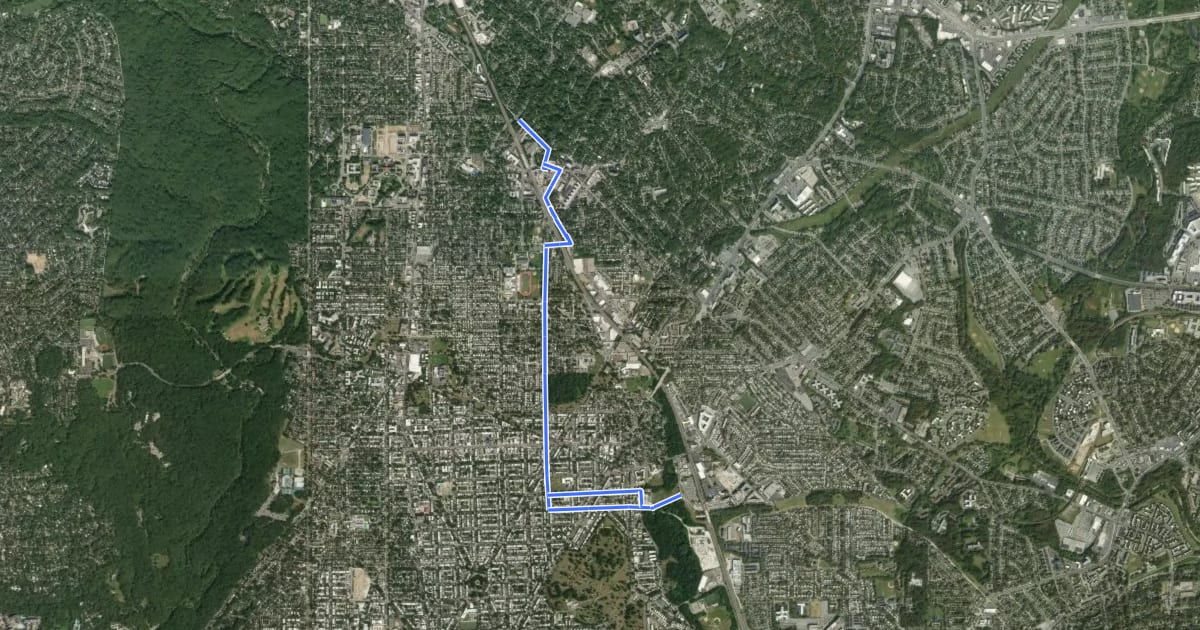 Маршрут Metropolitan Branch Trail Interim Route на спутниковом снимке