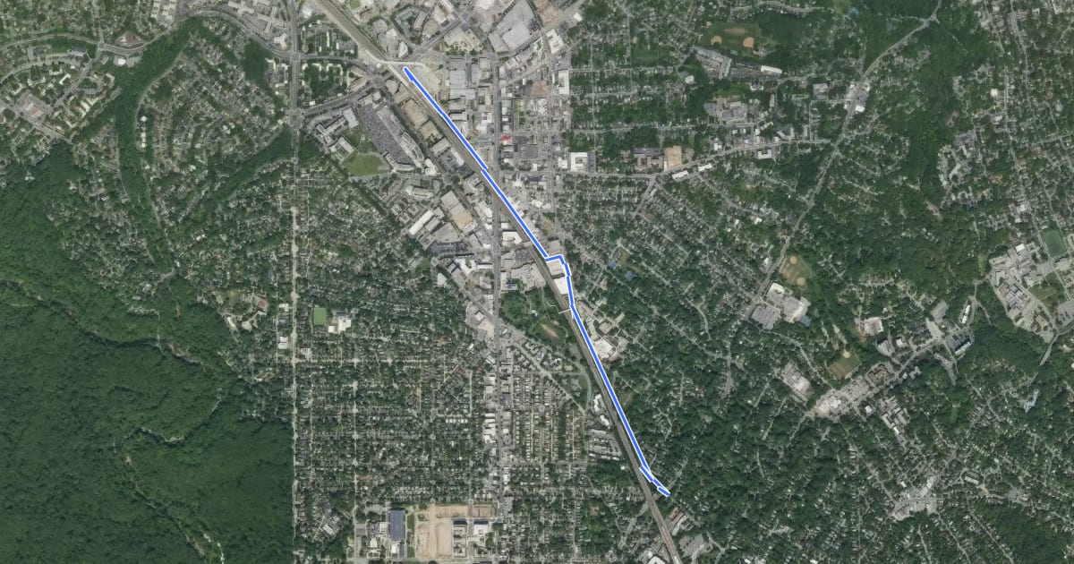 Маршрут Metropolitan Branch Trail (MD) на спутниковом снимке