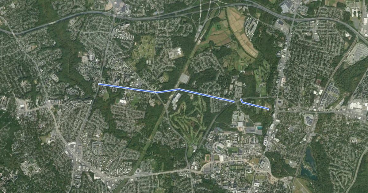Маршрут Metzerott Rd на спутниковом снимке