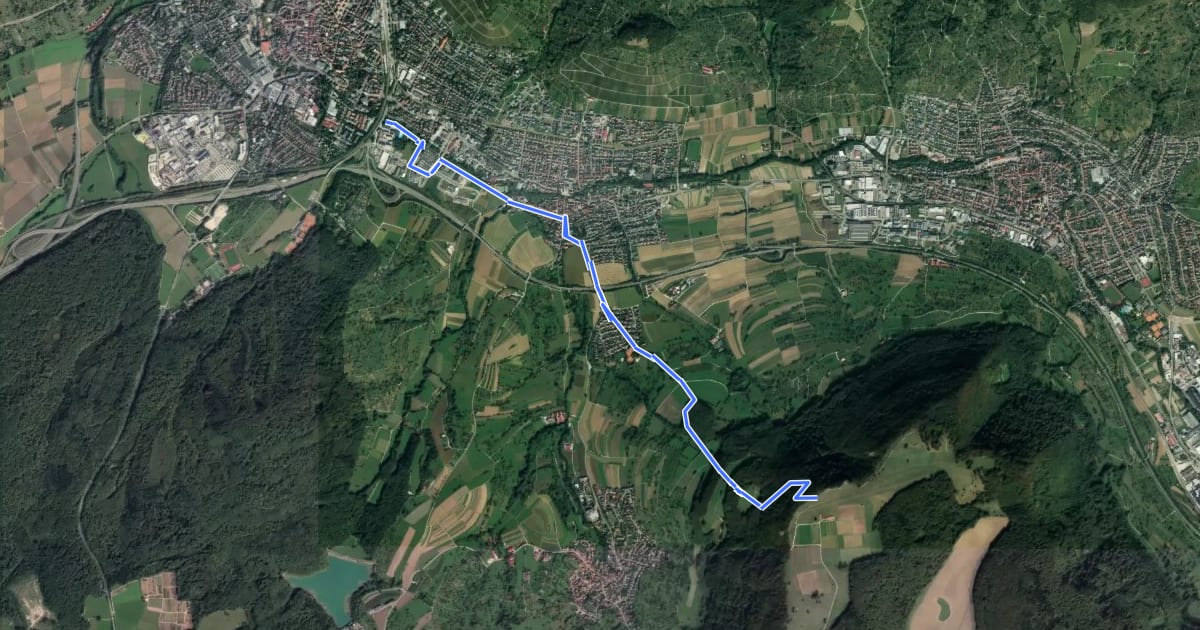 Маршрут Metzingen - Rossfeld на спутниковом снимке