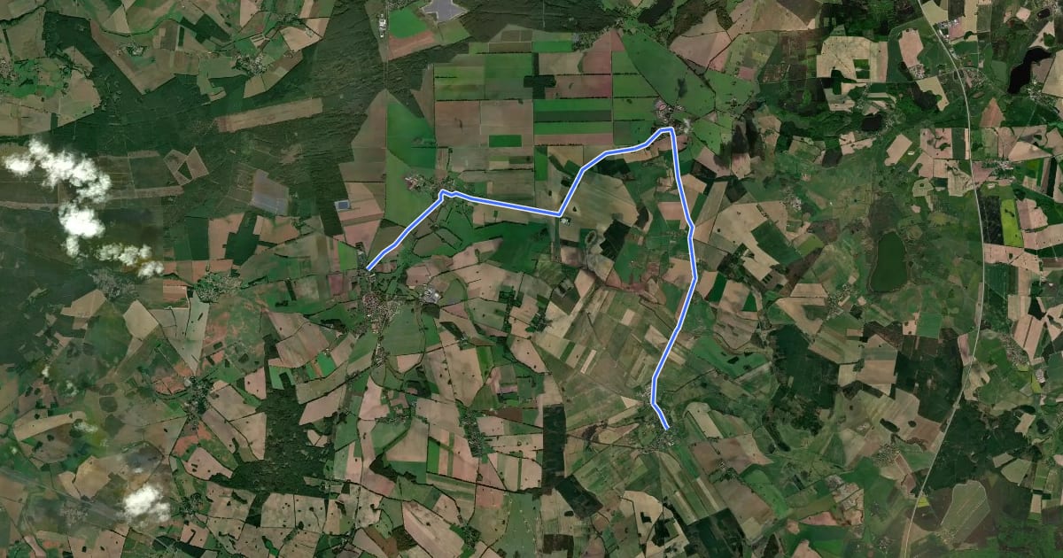 Маршрут Meyenburg (90) - Wittstock (95) на спутниковом снимке
