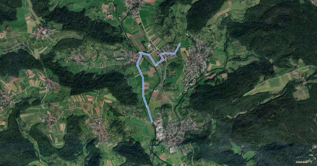 Маршрут Michelau - Miedelsbach на спутниковом снимке