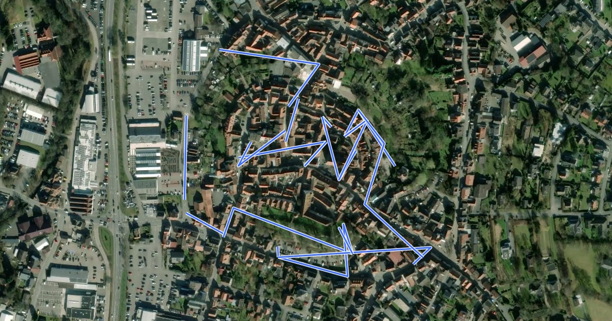 Маршрут Michelstadt City Cross на спутниковом снимке