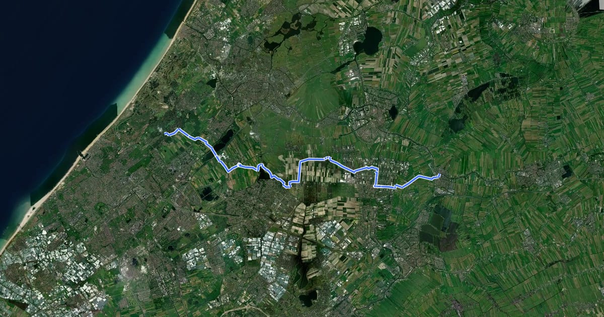 Маршрут Midden-Nederlandroute - 02 - Wassenaar - Bodegraven на спутниковом снимке