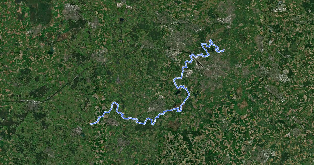 Маршрут Midden-Nederlandroute - 08 - Borculo - Enschede на спутниковом снимке