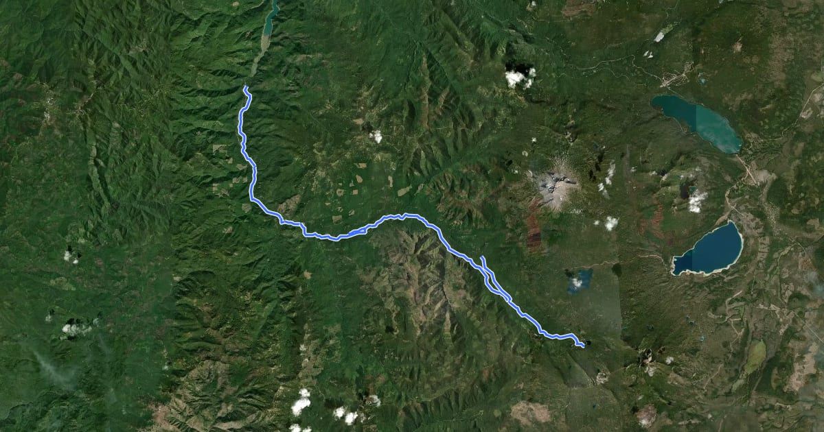 Маршрут Middle Fork National Recreation Trail на спутниковом снимке