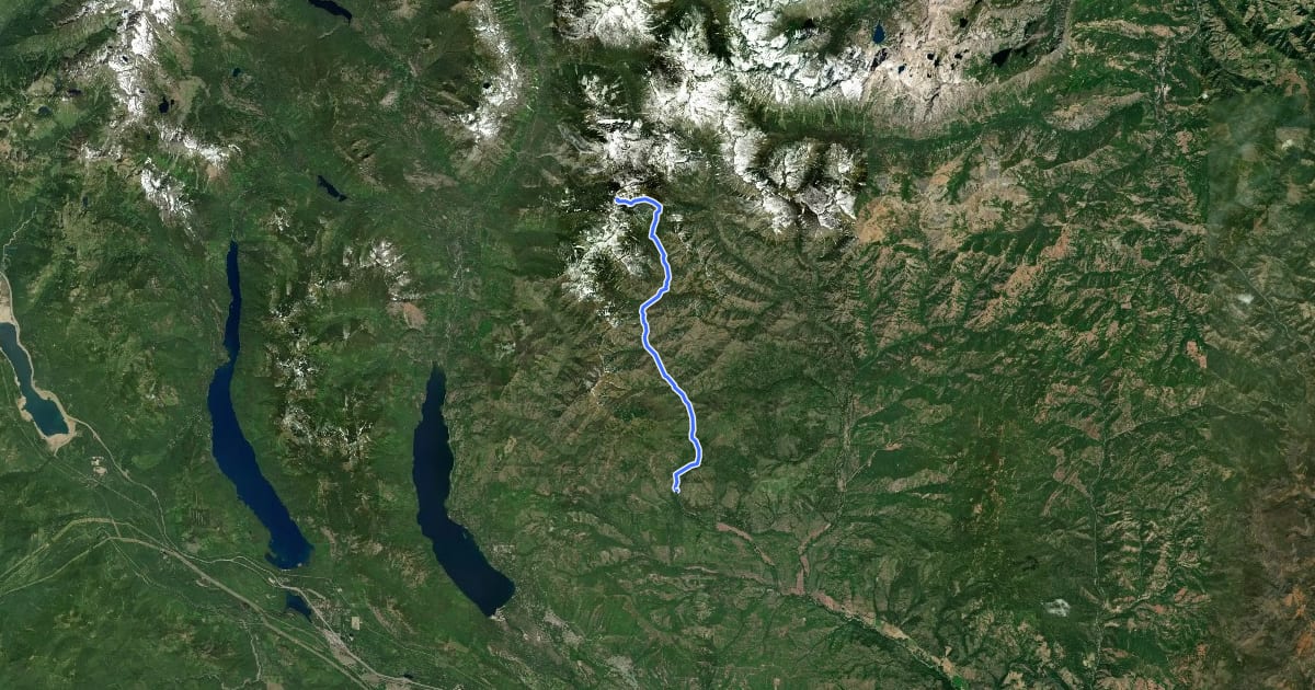 Маршрут Middle Fork Teanaway Trail на спутниковом снимке