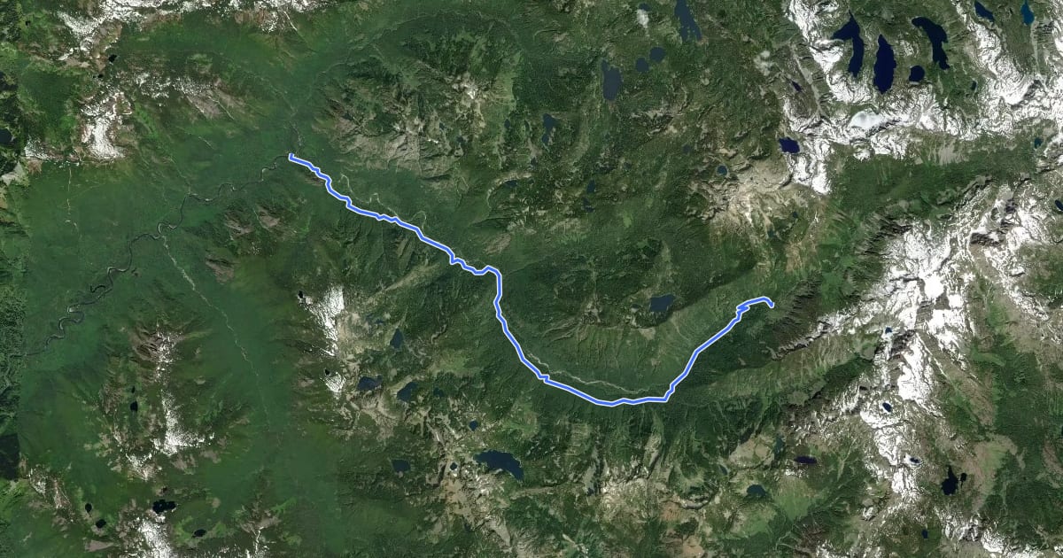 Маршрут Middle Fork Trail на спутниковом снимке