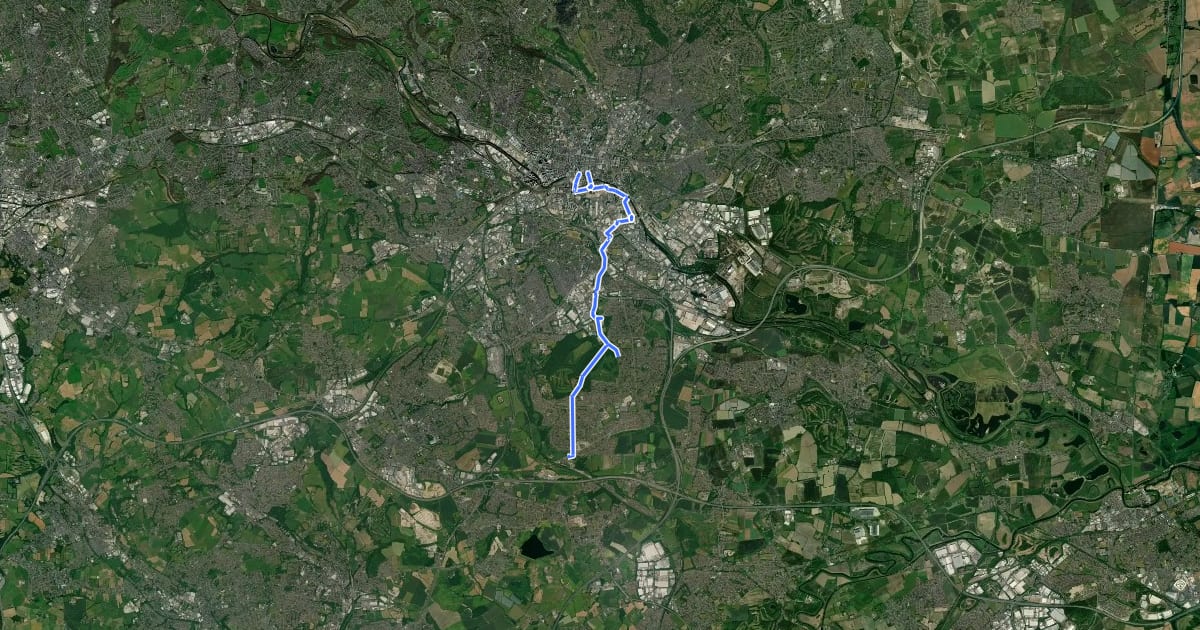 Маршрут Middleton to Leeds City Centre Core Cycle Route на спутниковом снимке