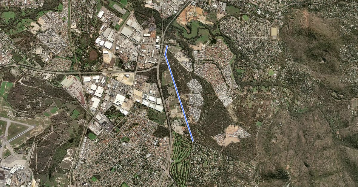 Маршрут Midland Road Shared Path на спутниковом снимке