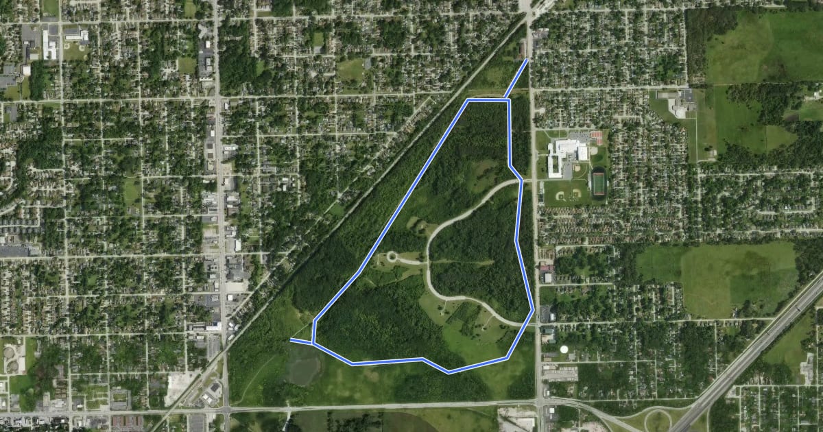 Маршрут Midlothian Meadows Trail System на спутниковом снимке