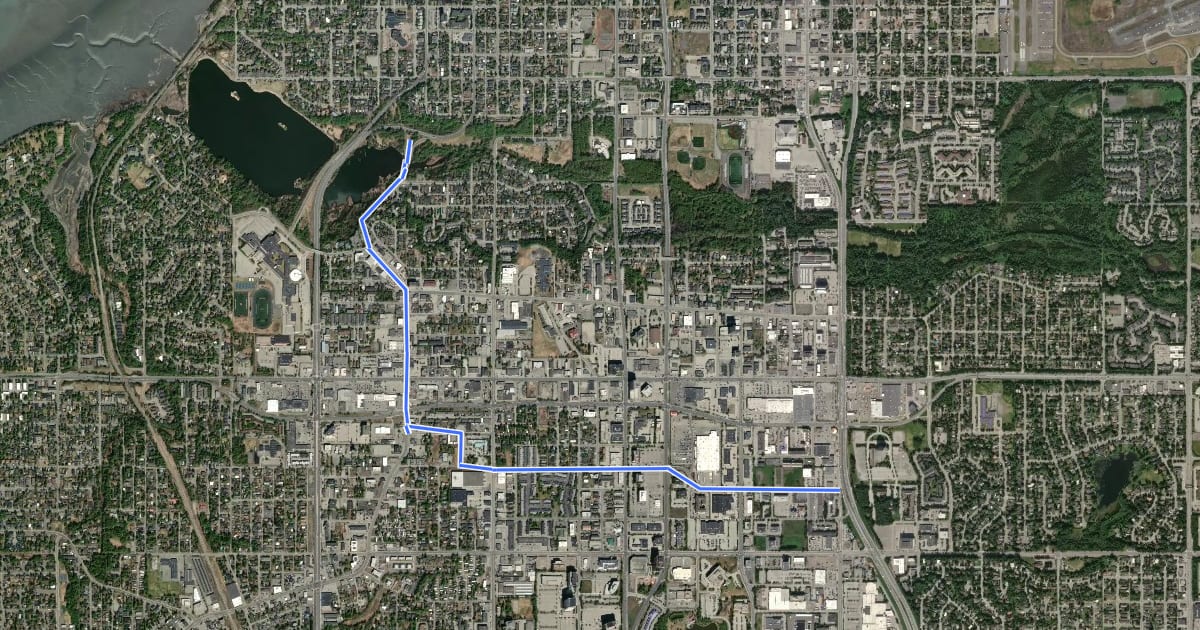 Маршрут Midtown Corridor на спутниковом снимке