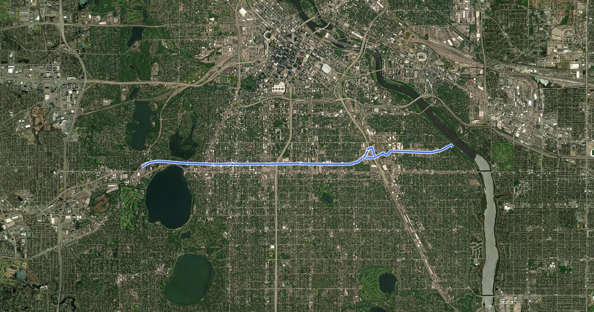 Маршрут Midtown Greenway на спутниковом снимке