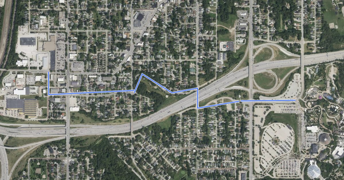 Маршрут Midtown Route (Deer Park) на спутниковом снимке