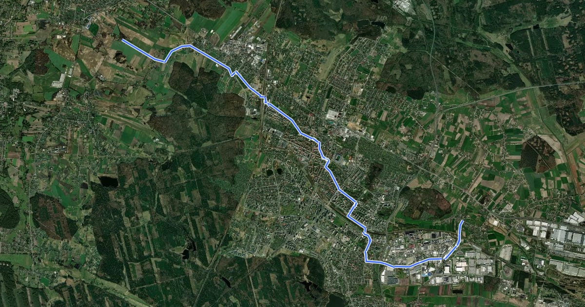 Маршрут Mikołów - Tychy на спутниковом снимке