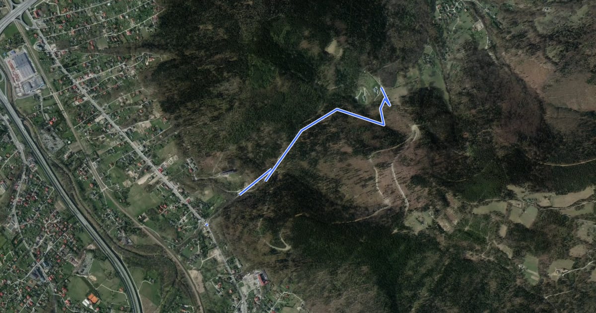 Маршрут Mikuszowice Krakowskie - Łysa Przełęcz на спутниковом снимке