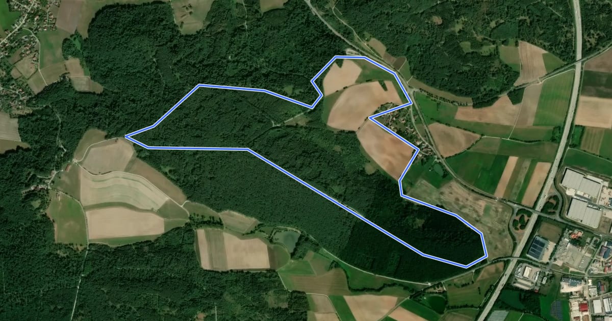 Маршрут Milanweg Wörnitz (Walkersdorf Runde) на спутниковом снимке