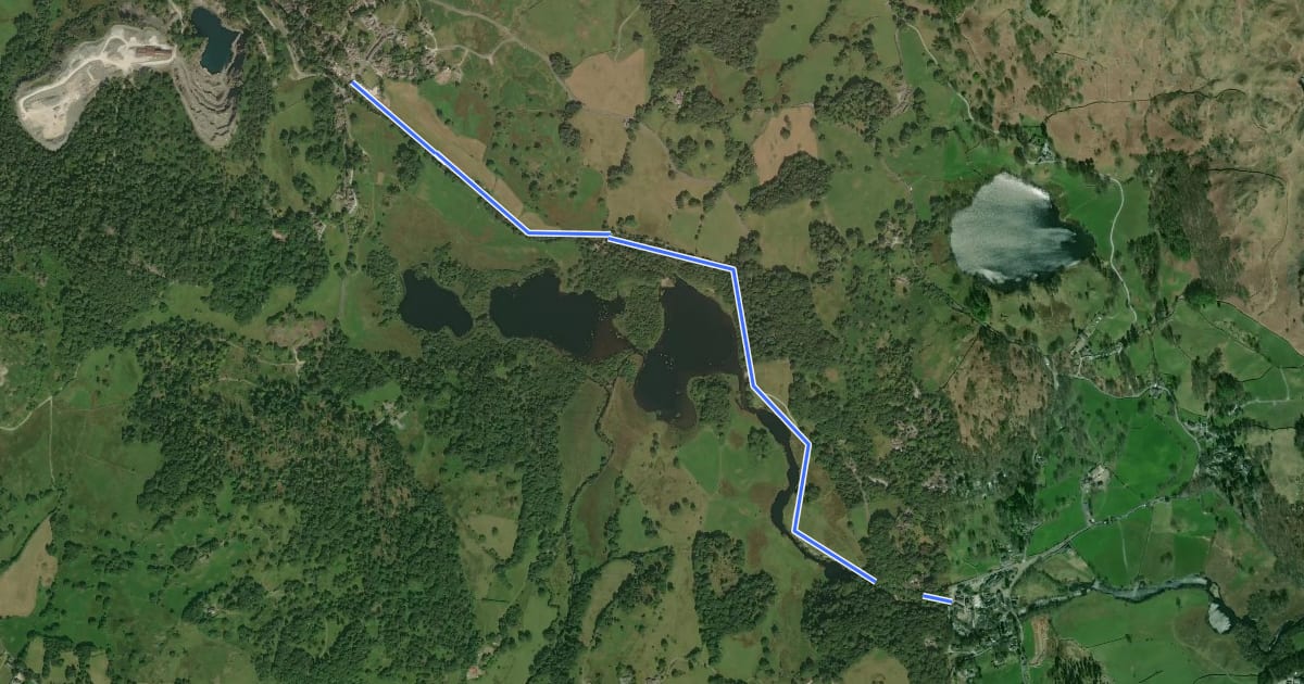 Маршрут Miles without Stiles: Elterwater to Skelwith Bridge на спутниковом снимке