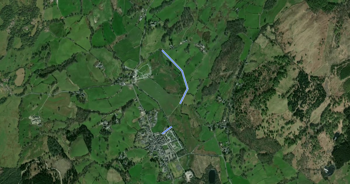 Маршрут Miles without Stiles: Hawkshead to Loanthwaite Lane на спутниковом снимке