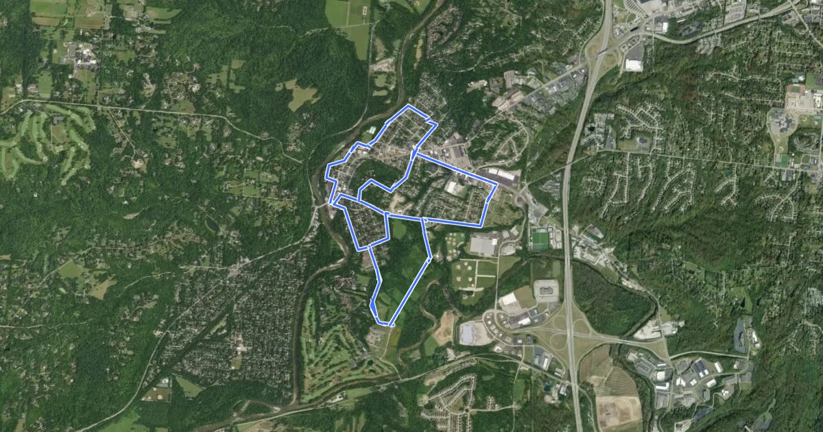 Маршрут Milford Urban Trail System на спутниковом снимке