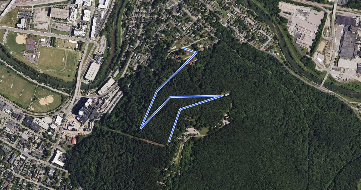 Маршрут Mill Mountain Greenway на спутниковом снимке