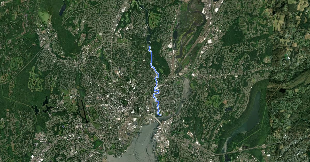 Маршрут Mill River Trail на спутниковом снимке