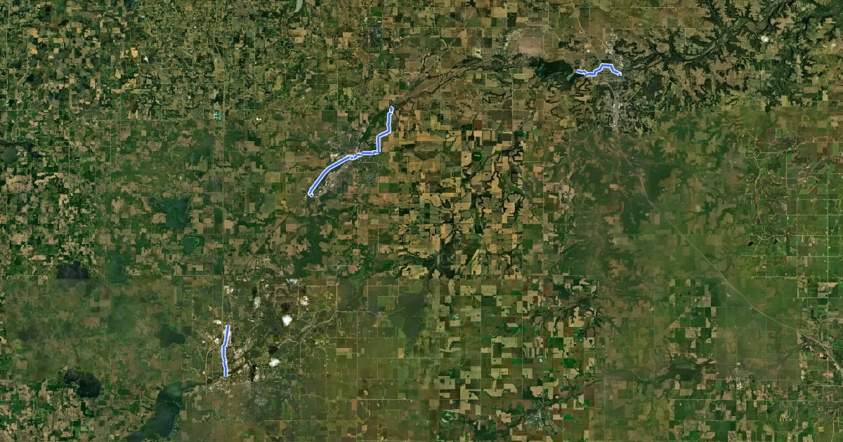 Маршрут Mill Towns State Trail на спутниковом снимке