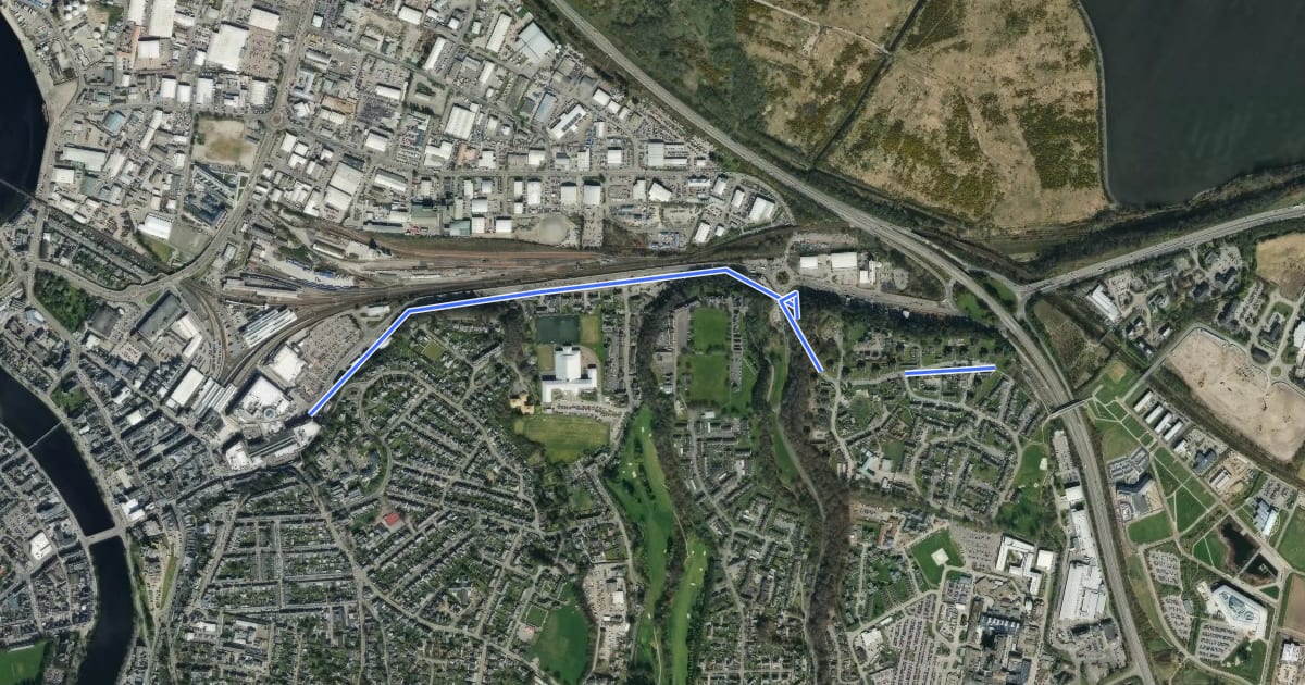 Маршрут Millburn Active Travel Route на спутниковом снимке