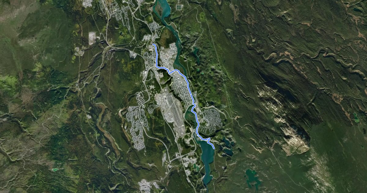 Маршрут Millennium Trail (Trans Canada Trail) на спутниковом снимке