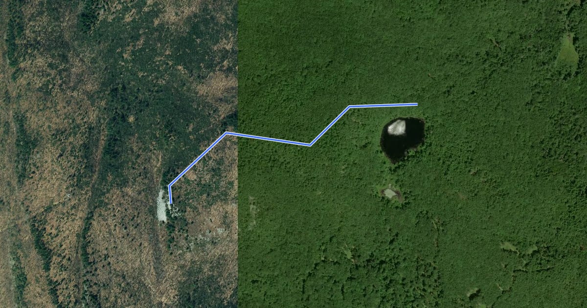 Маршрут Mine Ledge Trail на спутниковом снимке