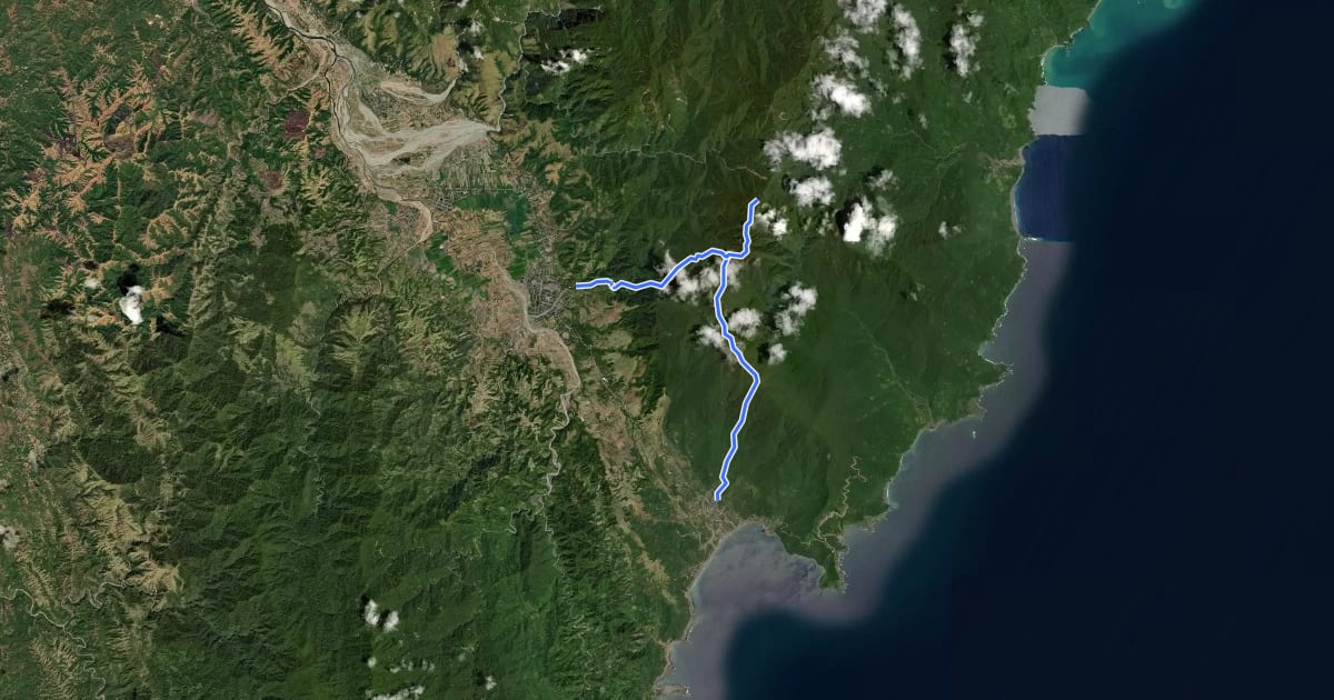 Маршрут Mingan Traverse на спутниковом снимке