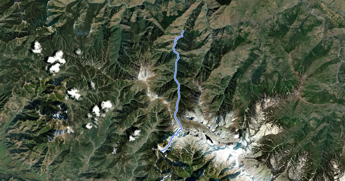 Маршрут Minkiani Pass на спутниковом снимке