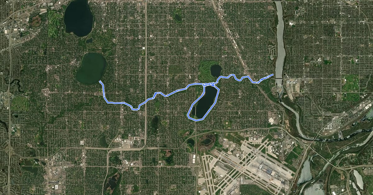 Маршрут Minnehaha Byway District на спутниковом снимке