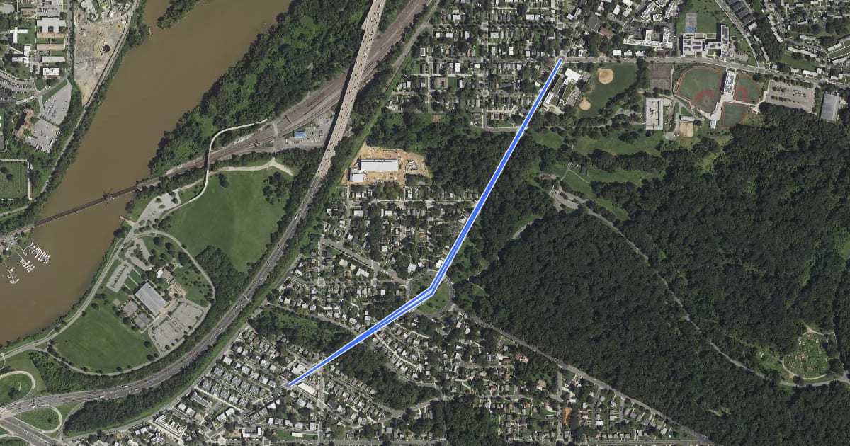 Маршрут Minnesota Avenue Southeast на спутниковом снимке