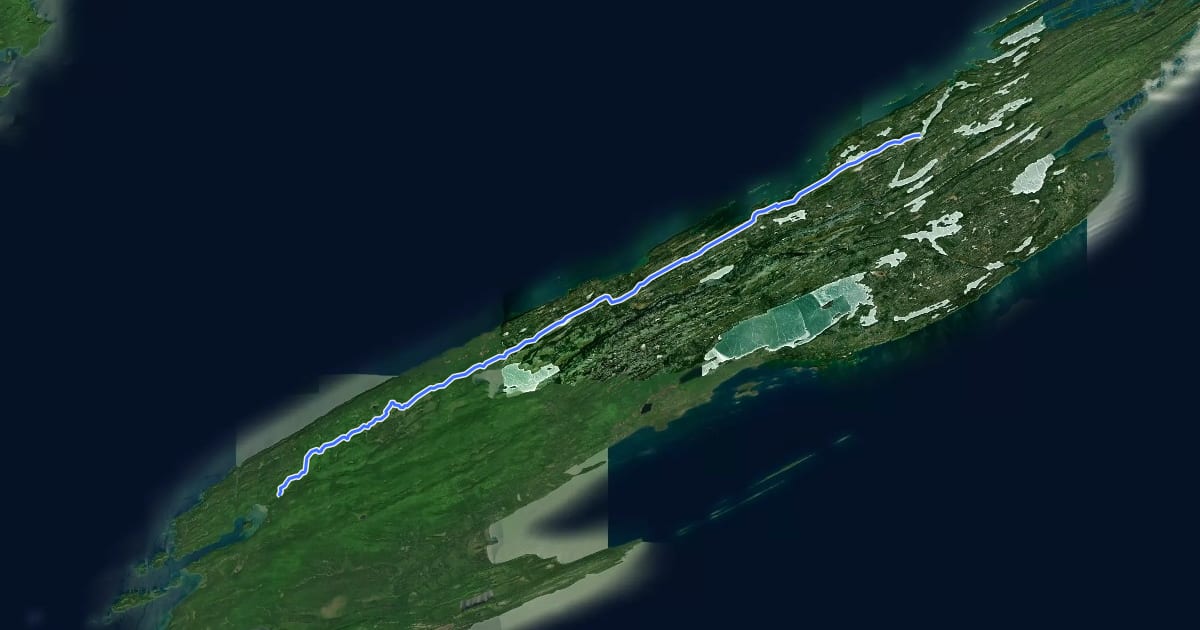 Маршрут Minong Ridge Trail на спутниковом снимке