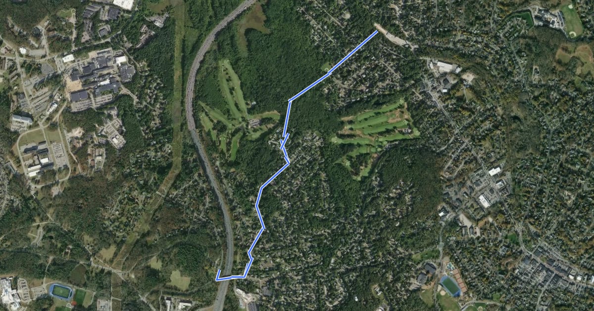 Маршрут Minuteman-Battle Road Connector на спутниковом снимке