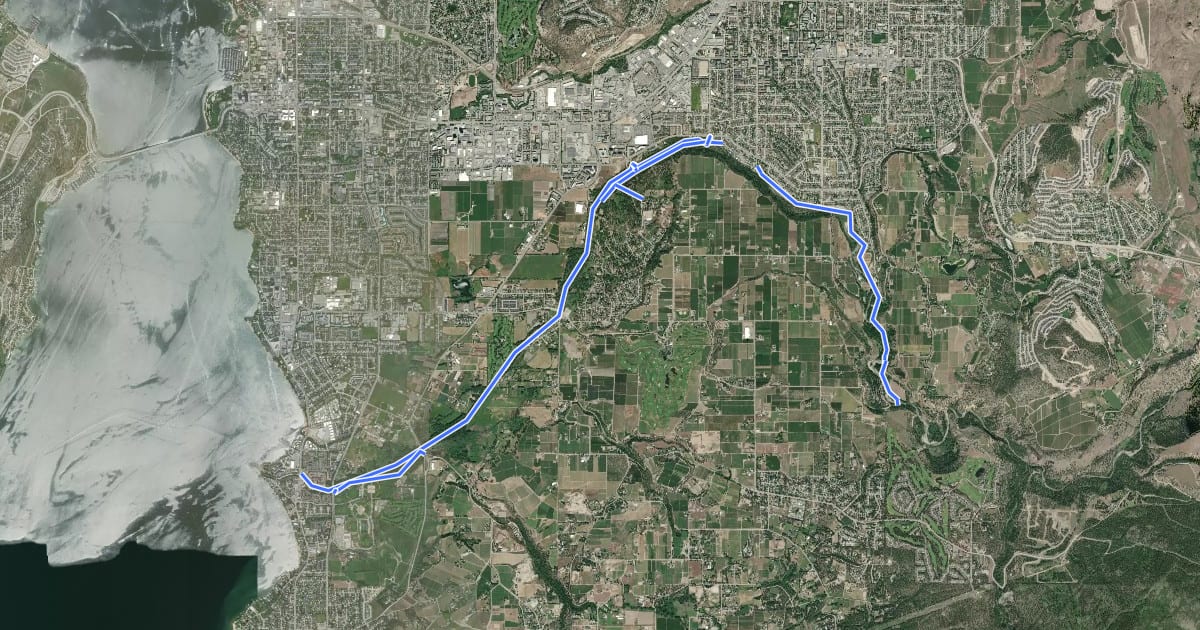 Маршрут Mission Creek Greenway на спутниковом снимке